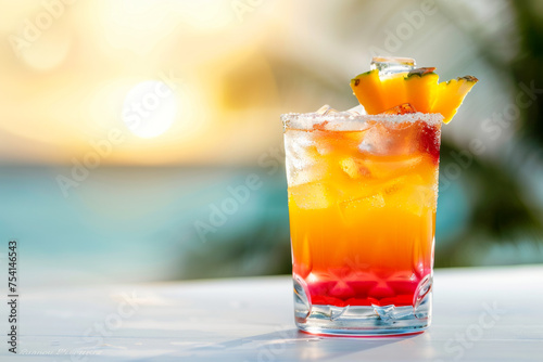 Rum Punch  a festive glass filled with colorful rum punch