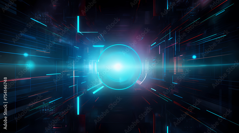 Fototapeta premium Digital technology and science background, blue technology infographic