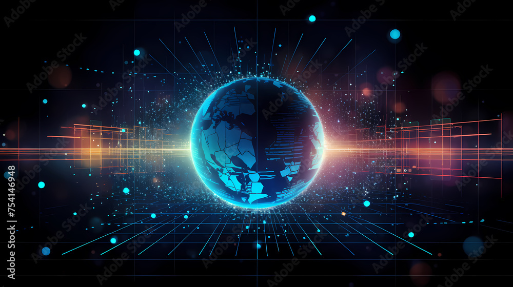 Digital technology and science background, blue technology infographic Digital technology and science background, blue technology infographic