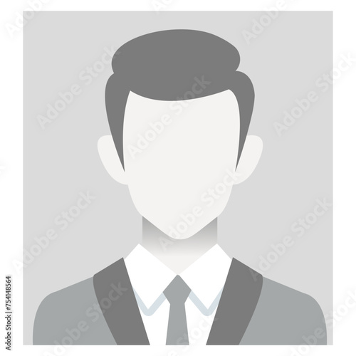 Avatar man icon, profile placeholder, anonymous user male, no photo web template, default user picture for social networks, forums and dating sites . Vector illustration isolated on white