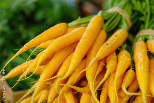 Bunch of Crunchy Yellow Carrots on a Delicious Organic Diet Background