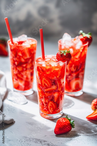 delicious Strawberry Acai Refreshers - A fruity and refreshing beverage with a hint of caffeine for a styled food photography shoot