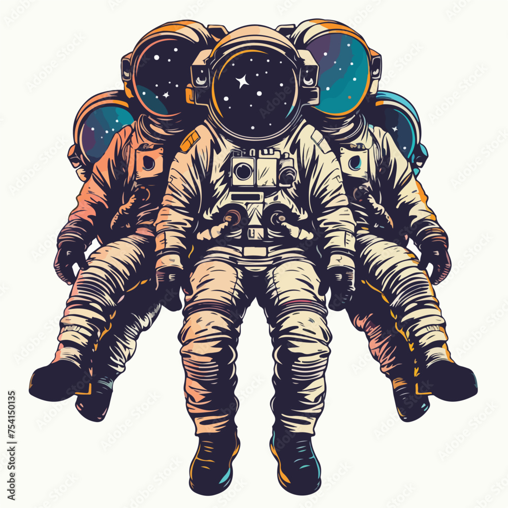 A group of astronauts vector illustration