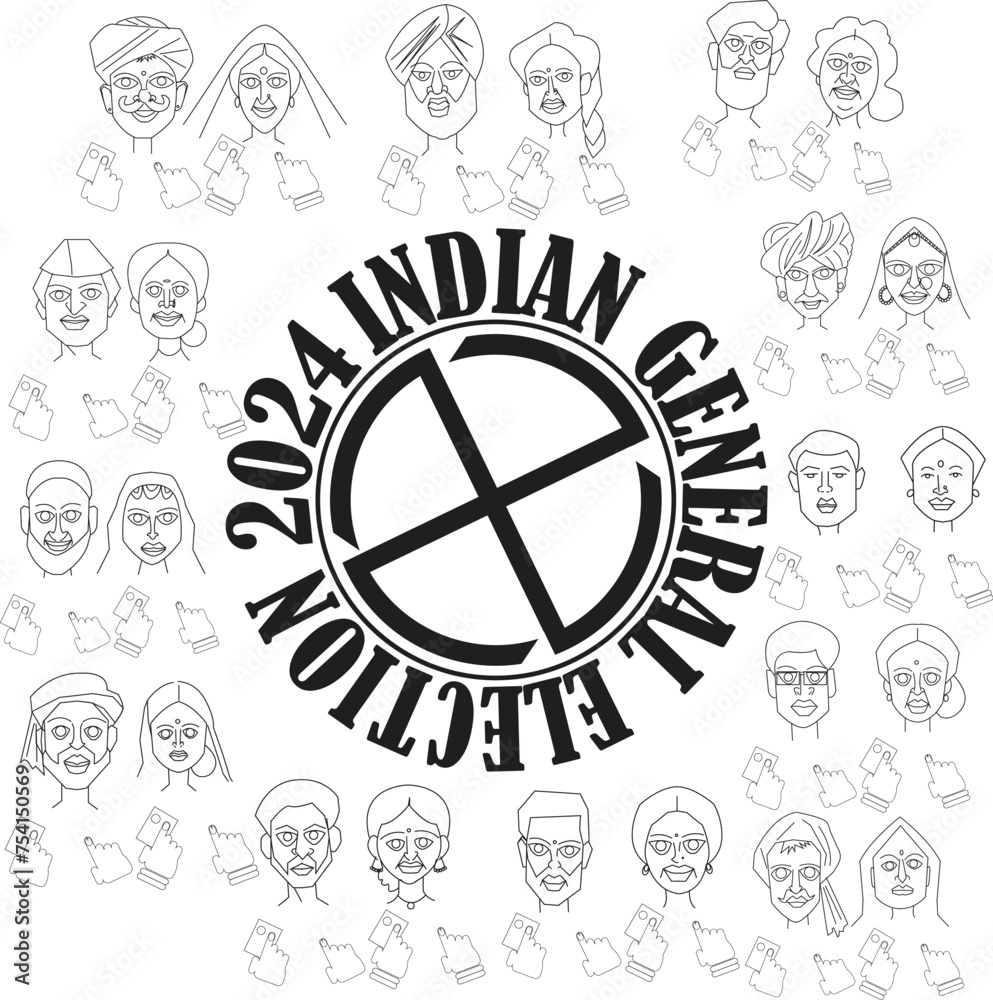 Indian general election 2024 vector illustration. Indian general election 2024 vector illustration.