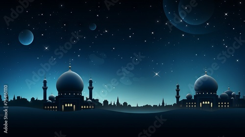 Vibrant ramadan mosque scene: celebratory islamic background for cultural and religious contexts

