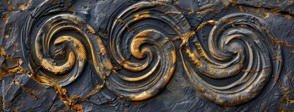 Luxurious Golden Spiral Patterns on Dark Texture