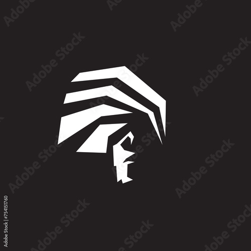 Abstract cool man with beard and hairstyle logo design vector graphic symbol icon illustration creative idea