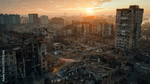 major city after aerial bombardment, © Edgar Martirosyan
