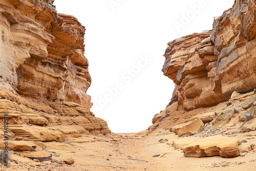 Desert Canyon Isolated On Transparent Background. Rich Textures and Vibrant Colors Highlight the Natural Beauty