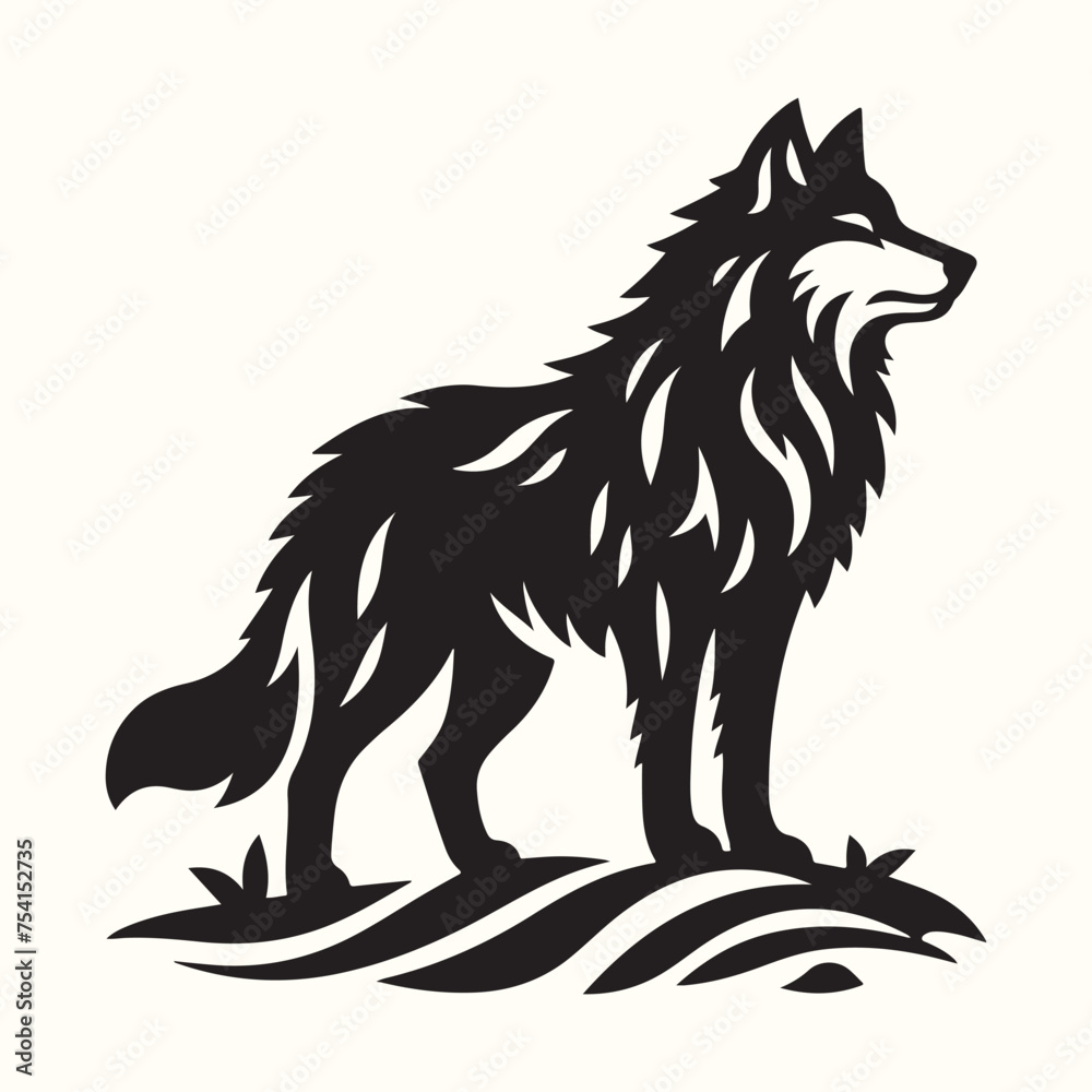 Obraz premium Wolf Animal Silhouette Vector Illustration