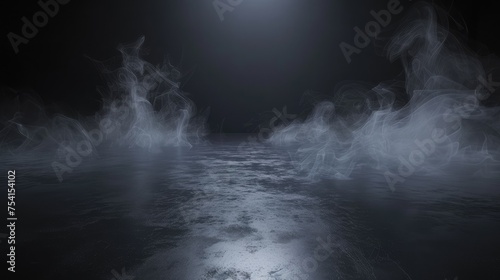 Mysterious Fog Hovering over Dark Waters at Night