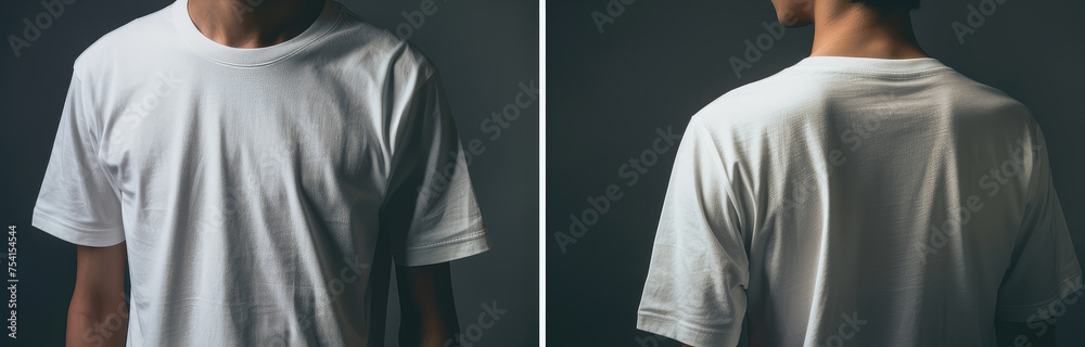 Blank White T-shirt Mockup Front and Rear Views Blank White T-shirt Mockup Front and Rear Views