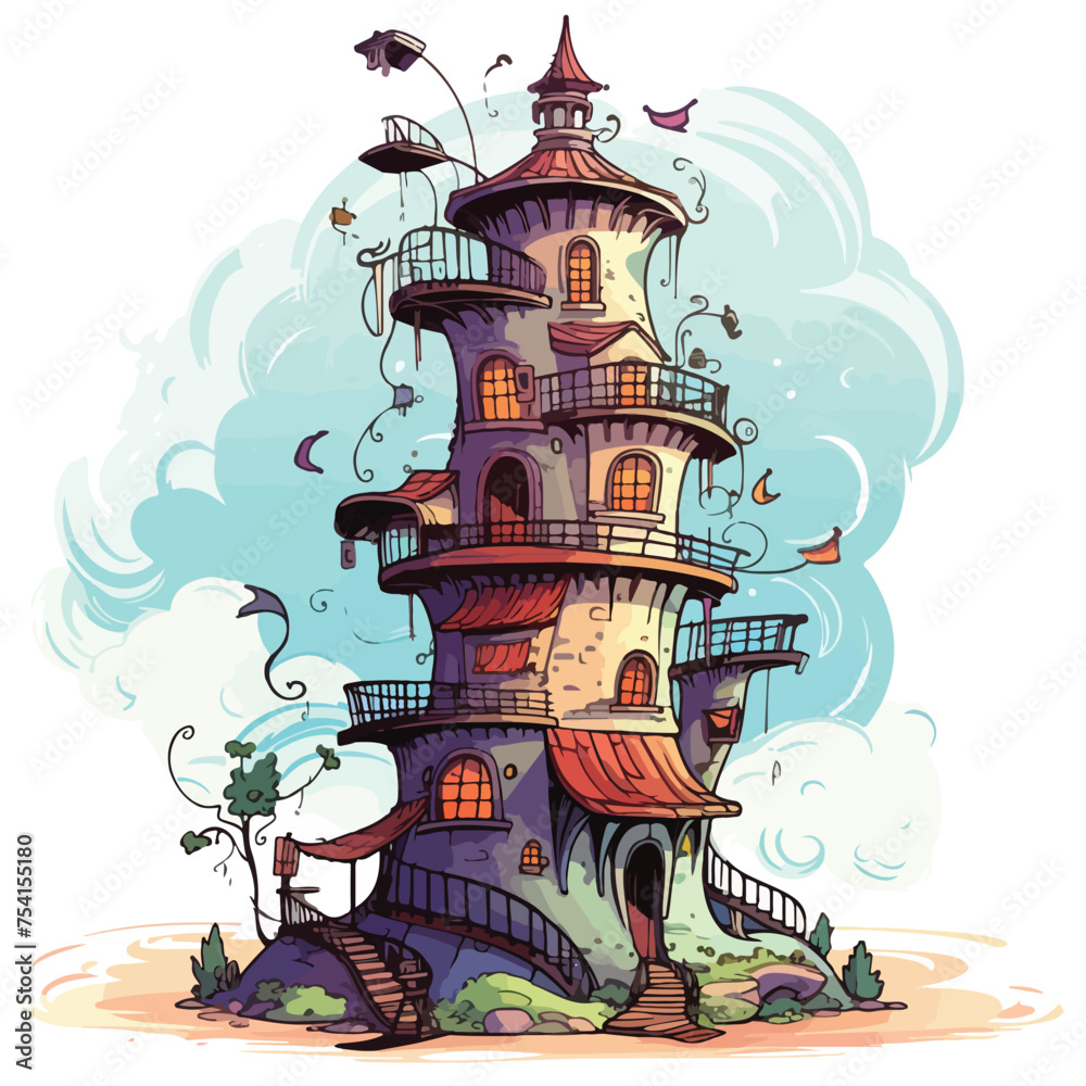 A whimsical wizards tower vector illustration