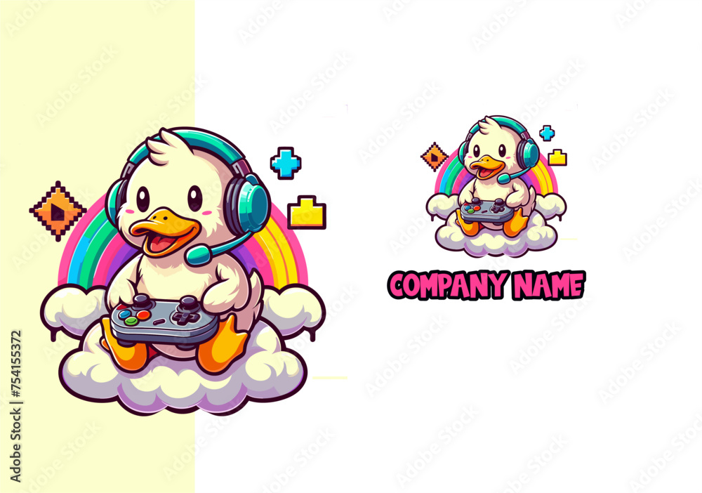 duck riding on a cloud with headphones duck riding on a cloud with headphones