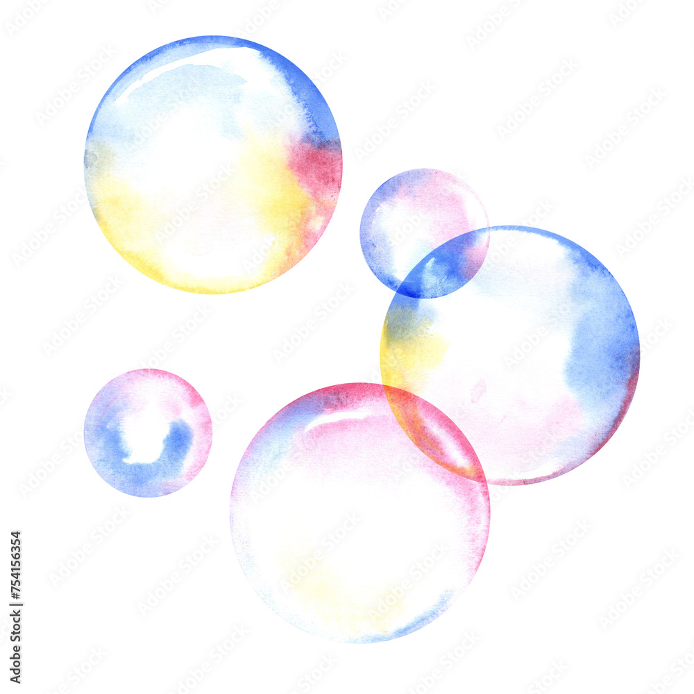 Watercolor soap bubbles composition. Watercolor soap bubbles composition.