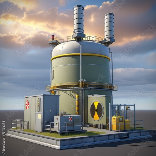 Illustration of a Small Modular Reactor | Nuclear power of the future | Energy for the next generation | Carbon-free photo