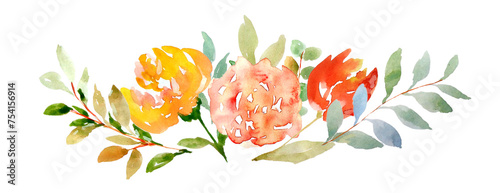 Whimsical Blooms: Watercolor Flower Arrangement, Capturing Nature's Beauty, Perfect for Home Decor, Delicate Petals in Vibrant Colors