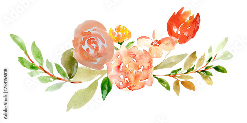 Whimsical Blooms: Watercolor Flower Arrangement, Capturing Nature's Beauty, Perfect for Home Decor, Delicate Petals in Vibrant Colors