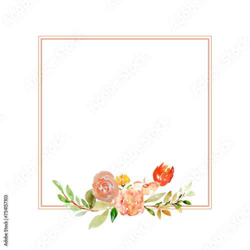 Vintage Floral Watercolor Frame: Elegant Design for Artistic Projects