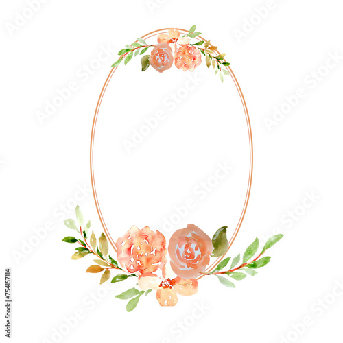 Vintage Floral Watercolor Frame: Elegant Design for Artistic Projects