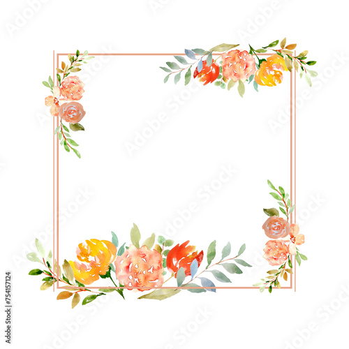 Vintage Floral Watercolor Frame: Elegant Design for Artistic Projects