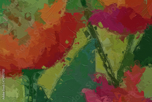 Oil painting and various flowers, roses, peonies, butterflies, dragonflies, beautiful