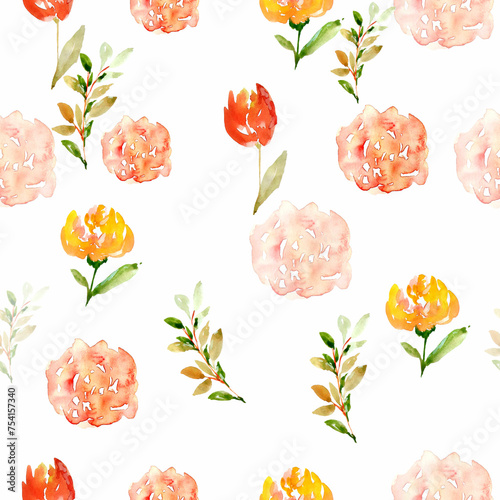 Whimsical Watercolor Pattern: Vibrant Floral Design for Creative Projects