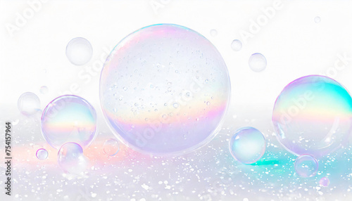 Abstract bubble design. Soap bubbles float in the air, air bubbles float in liquid. Moisture and cells, research and development. Viewing under a microscope. Chemistry and biology, natural sciences. 