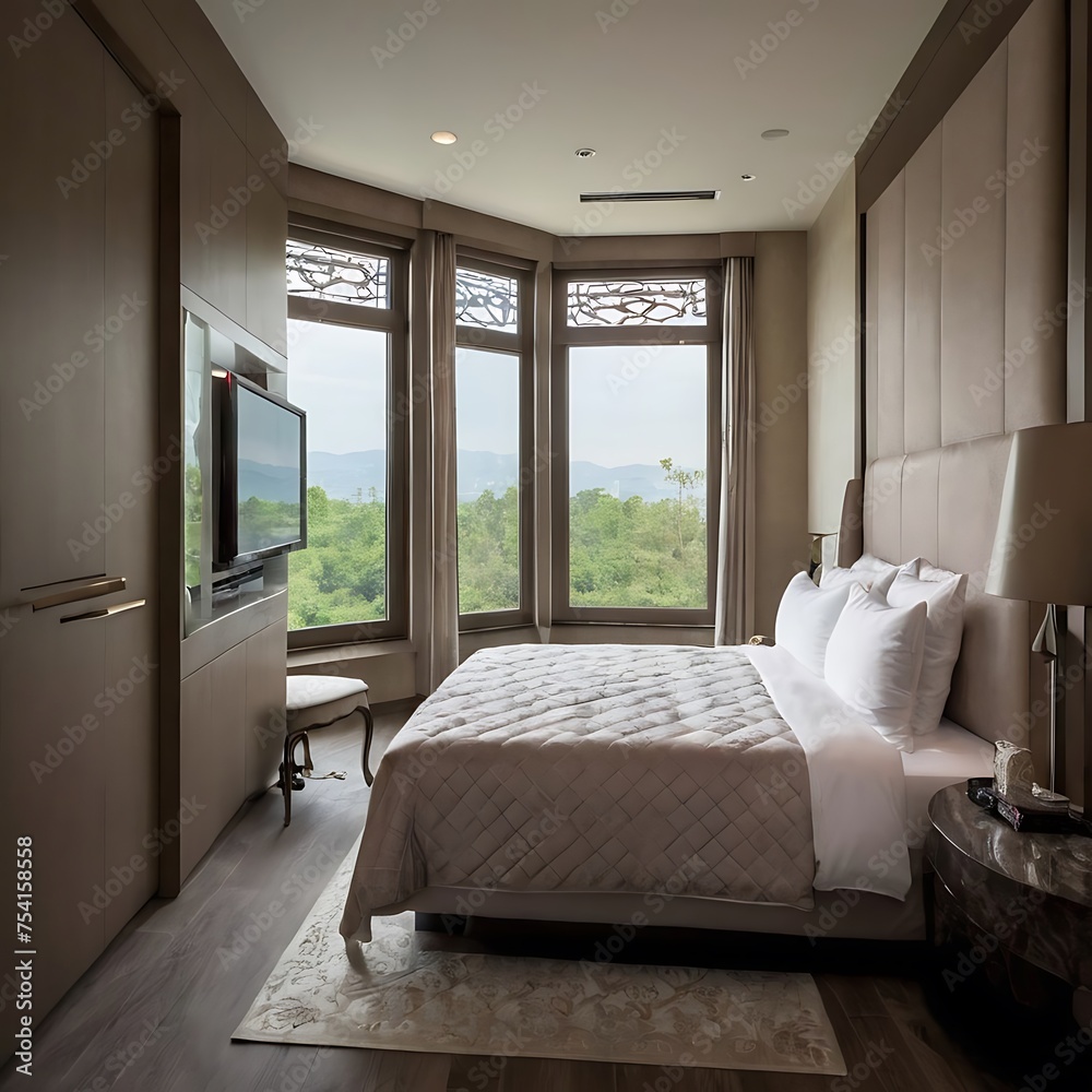 Bedroom interior decoration illustration concept Bedroom interior decoration illustration concept