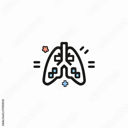 Lung symbol, minimal,medical icon

