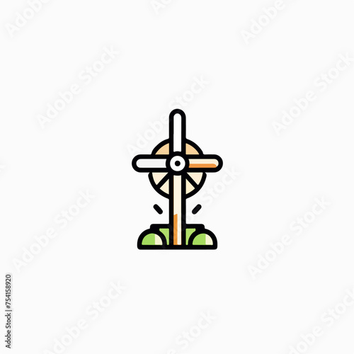 Wind turbine symbol, minimal,earth day icon