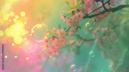 Dreamy Spring Blossoms with Sparkling Bokeh Lights