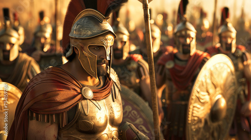 King Leonidas and his spartan hoplites army
