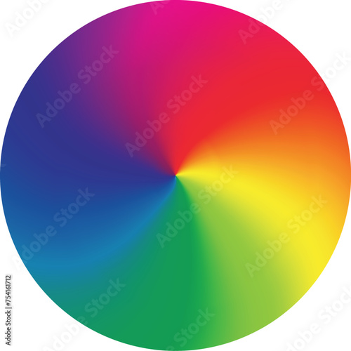Color wheel circle. RGB color model. Isolated vector illustration.