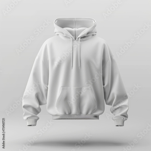 a blank white mock up hoodie floating in the air , product mockup. © HappyTime 17