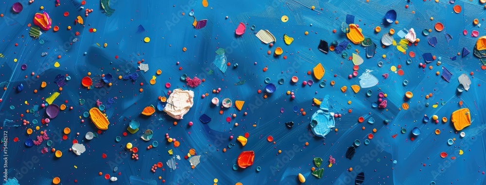 Ocean Surface Covered in Colorful Plastic Waste