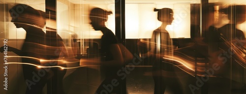 Business People in Motion Blur at Night