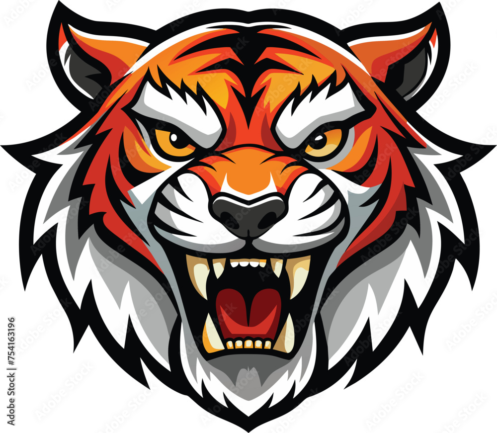 an-angry--tiger-head-logo vector illustration.eps