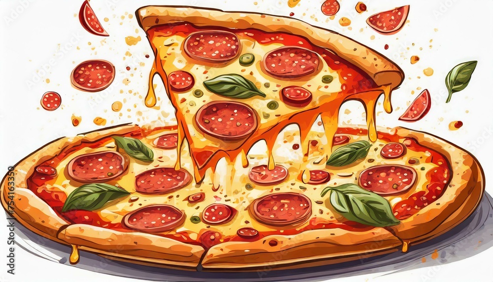 pizza with salami and tomatoes pizza with salami and tomatoes