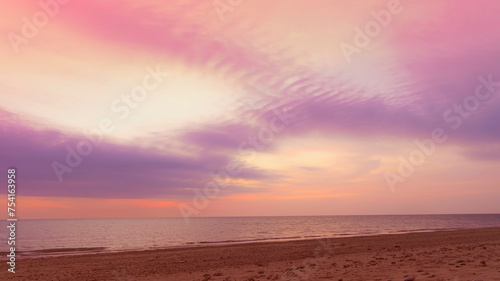 Sunset Sky on the beach with Twilight in the Evening as the colors of Sunset Horizon scene