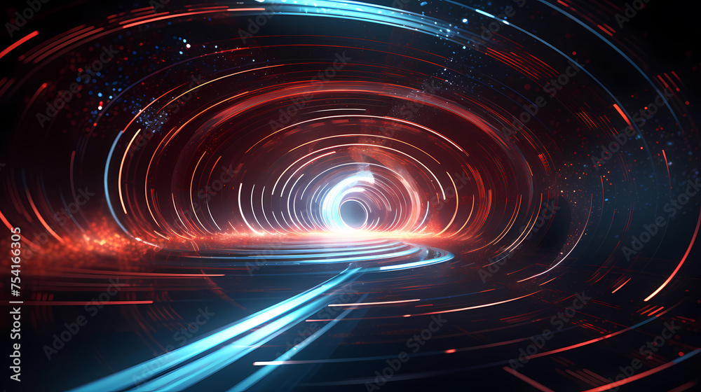 Obraz premium Sci-fi futuristic futuristic sci-fi tunnel, neon tunnel background