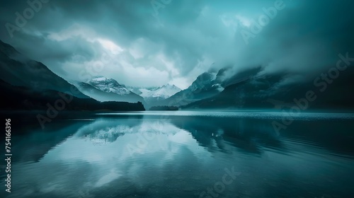 Mystical Mountain Lake under Moody Blue Skies © HappyKris