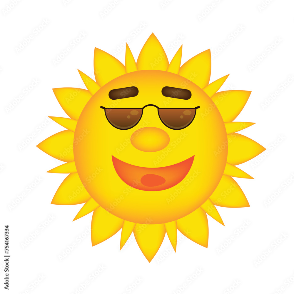 Happy Sun in Sunglasses with Summer Banner. Summer time and sunshine concept vector