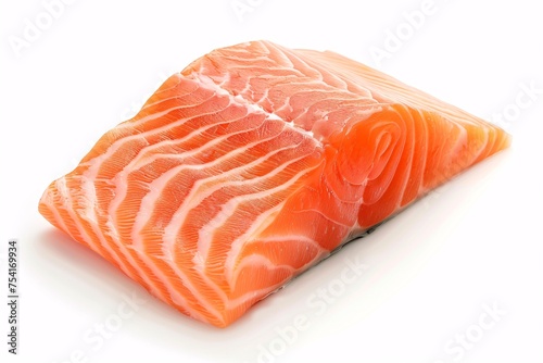 a piece of salmon on a white background