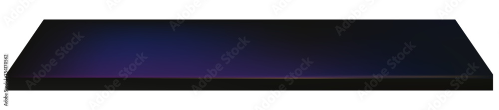 Dark Purple Metal steel countertop,Empty shelf for Kitchen decoration.Vector mockup iron table top on white background with spot light. Bar desk surface element for product display