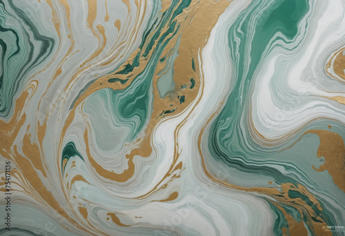Fluid Art mix of different colours with green