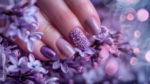 close-up of modern manicure  nail design  Professional hand care