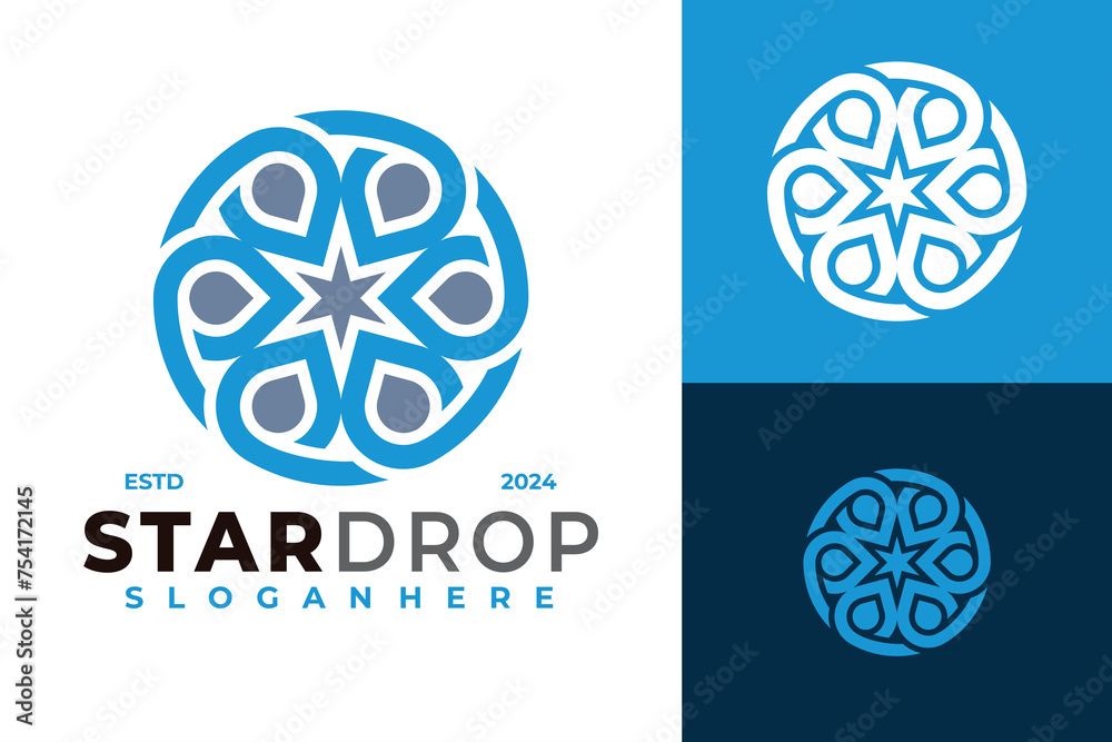 Star Drop Logo design vector symbol icon illustration