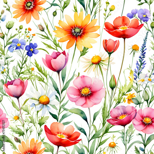 Watercolor Wildflowers Illustration  © Evgeniia