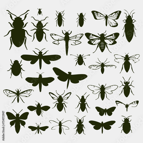 flat design insect silhouette collection © AinStory